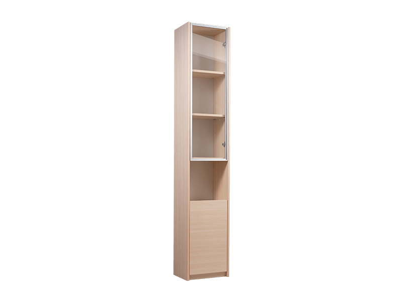簡約質感玻璃單門書櫃-橡木色