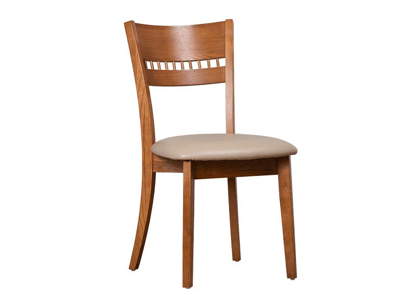 皮軟墊實木餐椅-胡桃色