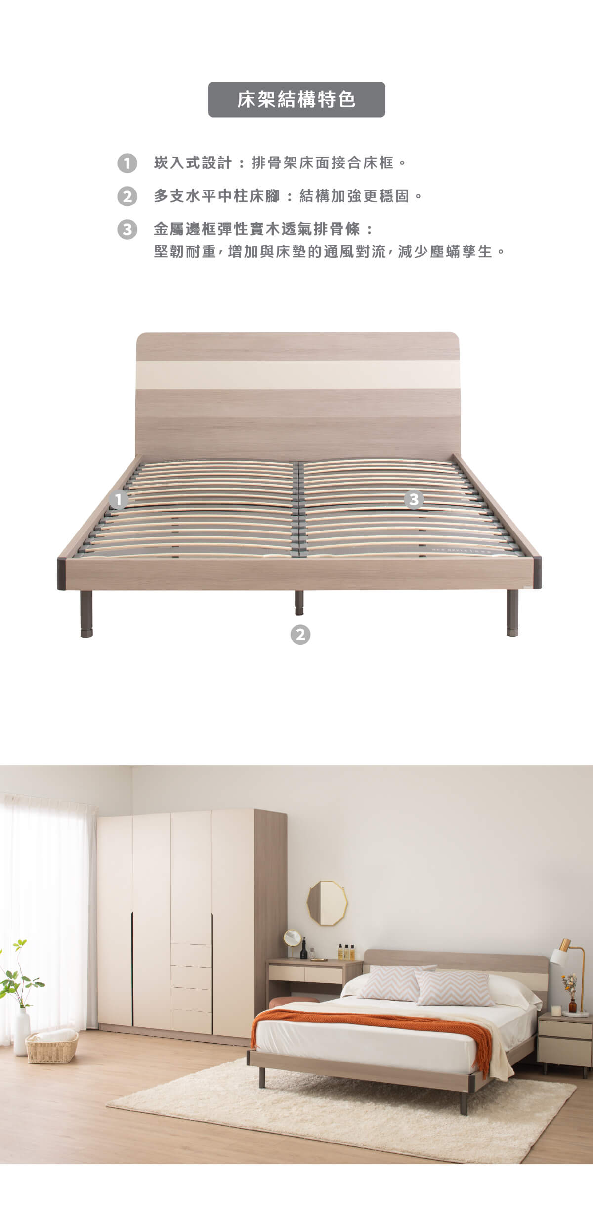 現代簡約排骨雙人床架-萬橡色_05